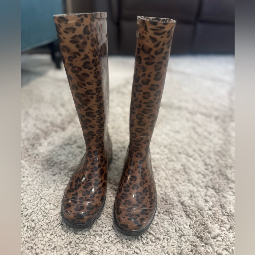 Leopard Print Rain Boots